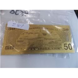 GOLD FOIL BILL - 24K SOLID GOLD - USA $50 - not legal tender