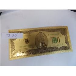 GOLD FOIL BILL - 24K SOLID GOLD  - USA $2 - not legal tender