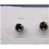 Image 1 : EARRINGS - ROUND FACETED BROWN SMOKEY TOPAZ & DIAMONDS IN STERLING SILVER SETTING - POST & BUTTERFLY