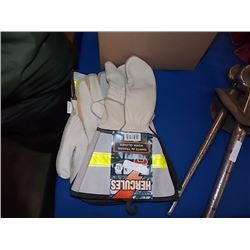 NEW LEATHER WORK GLOVES - 3 PR TTL