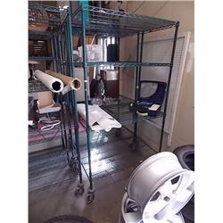 METAL COMMERCIAL SHELVING - ON WHEELS - 6'