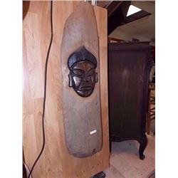 HAND CRAFTED CARVED WOOD PLAQUE BY D.E.B. - 3' LONG