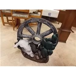 VINTAGE WHEEL & COW SKULL ORNAMENT - as-is