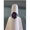 Image 1 : RING - 4.05 CT OVAL FACETED AMETHYST & DIAMOND IN STERLING SILVER SETTING - RETAIL ESTIMATE $450