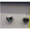 Image 1 : EARRINGS - HEART FACETED OCEAN BLUE MYSTIC TOPAZ IN STERLING SILVER SETTING - RETAIL ESTIMATE $250
