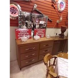 RETRO DRESSERS - 6 DRAWER & MIRROR