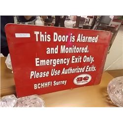 METAL DOOR ALARM SIGN