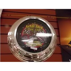 NEW ROUND NEON LIGHTED CLASSIC GARAGE CLOCK
