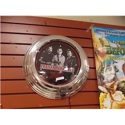 NEW ROUND NEON LIGHTED TRAILER PARK CLOCK