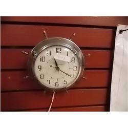 SHIPS WHEEL DESIGNED CLOCK