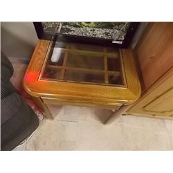 OAK GLASS END TABLES - 2 TTL