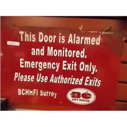 METAL DOOR ALARM SIGN
