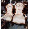 Image 1 : PAIR VICTORIAN HIS & HERS CARVED PARLOUR CHAIRS