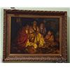 Image 1 : LARGE GILT FRAMED AMERICAN NATIVE SCENE OIL ON CANVAS