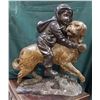 Image 1 : LARGE BRONZE STATUE OF A BOY & HIS DOG