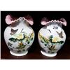 Image 1 : PAIR VICTORIAN HAND PAINTED CASED GLASS VASES