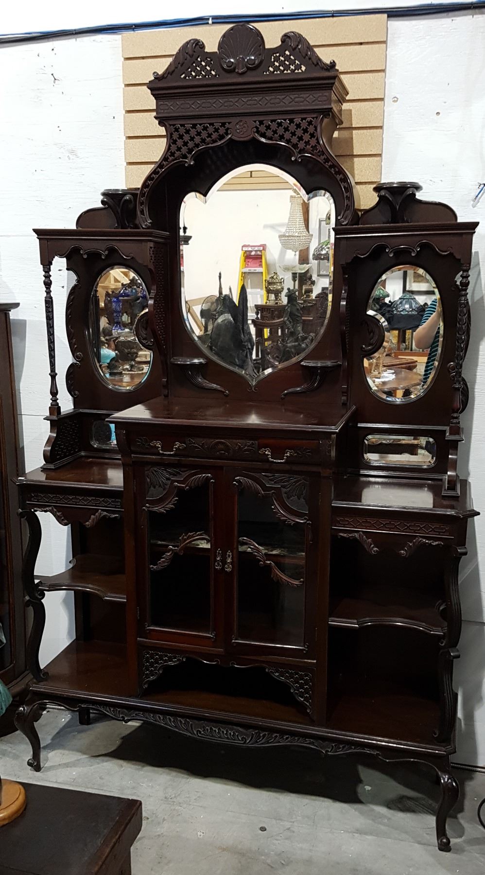 Victorian Highly Carved Mahogany Etagere