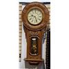 Image 1 : LARGE CARVED OAK CASED REGULATOR WALL CLOCK