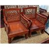 Image 2 : ASIAN HIGHLY CARVED ROSEWOOD THREE PIECE LIVING ROOM SET