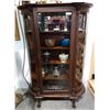 Image 1 : CANADIANA DOUBLE CURVE GLASS OAK DISPLAY CABINET