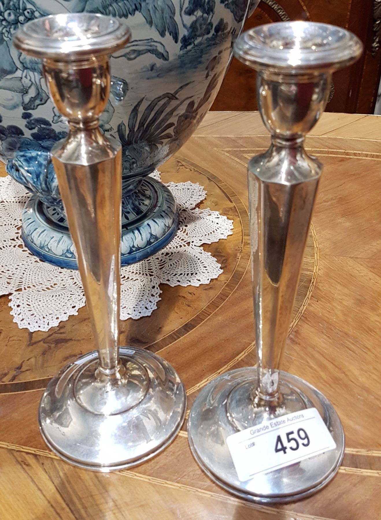PAIR WEIGHTED STERLING SILVER CANDLESTICKS