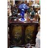 Image 1 : MAGNIFICENT CARVED SERVER W/HAND PAINTED FLOWERS,