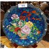 Image 1 : LARGE FLUTED CLOISONNE CHARGER ON STAND