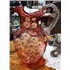 Image 1 : VICTORIAN HAND PAINTED CRANBERRY GLASS PITCHER