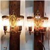 Image 1 : PAIR GILT & CRYSTAL DROP WALL SCONCES