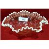 Image 1 : CRANBERRY GLASS RUFFLED BOWL