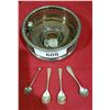 Image 1 : FOUR STERLING SILVER SALT SPOONS AND TRAY