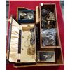 Image 1 : WOOD TRAY W/VINTAGE CABINET HARDWARE ETC