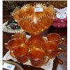 Image 1 : NORTHWOOD MEMPHIS CARNIVAL GLASS PUNCH BOWL SET IN MARIGOLD
