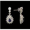 Image 2 : 14KT White Gold 1.16 ctw Sapphire and Diamond Earrings