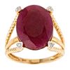 Image 1 : 12.48 ctw Ruby and Diamond Ring - 14KT Yellow Gold