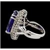 Image 3 : 16.64 ctw Tanzanite and Diamond Ring - 14KT White Gold