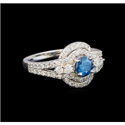 14KT White Gold 1.29 ctw Fancy Blue Diamond Ring