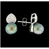 Image 2 : Pearl and Diamond Earrings - 14KT White Gold