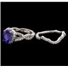 Image 3 : 14KT White Gold 1.95 ctw Tanzanite and Diamond Wedding Ring Set