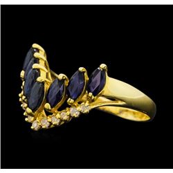 1.00 ctw Sapphire And Diamond Ring - 14KT Yellow Gold