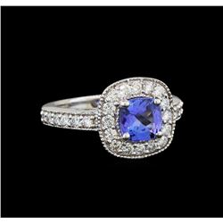 14KT White Gold 1.23 ctw Tanzanite and Diamond Ring