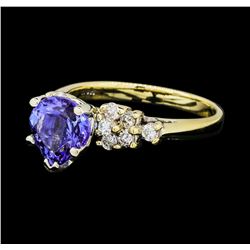 2.25 ctw Tanzanite And Diamond Ring - 14KT Yellow And White Gold