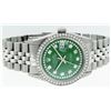 Image 2 : Rolex Mens 36mm Stainless Steel Green String Diamond Datejust Wristwatch