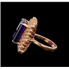 Image 3 : 14KT Rose Gold 10.76 ctw Amethyst and Diamond Ring