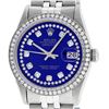 Image 1 : Rolex Mens Stainless Steel Royal Blue String Diamond Datejust Wristwatch