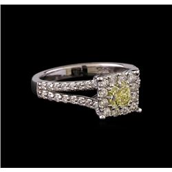 1.09 ctw Fancy Yellow Diamond Ring - 14KT White Gold