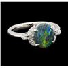 Image 1 : 1.28 ctw Black Opal and Diamond Ring - Platinum