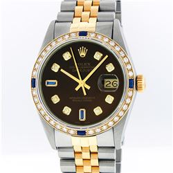 Rolex Two Tone Diamond and Sapphire DateJust Men's Watch