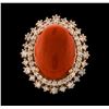 Image 2 : 9.68 ctw Coral and Diamond Ring - 14KT Rose Gold