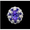 Image 2 : 14KT White Gold 3.90 ctw Tanzanite, Sapphire and Diamond Ring